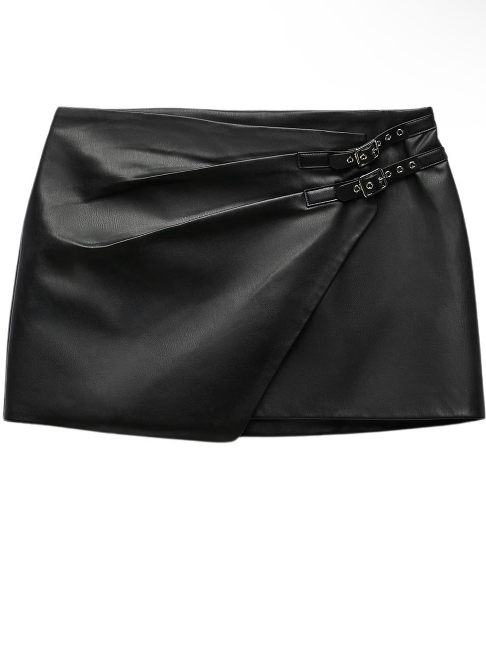 ZARA BUCKLED FAUX LEATHER SKIRT